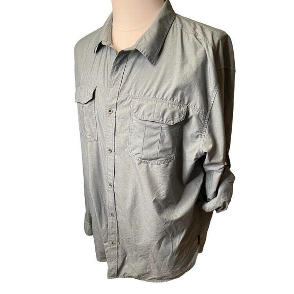 Prana Long Sleeve Men's 2XL Blue Button Up Shirt Lightweight Pockets Roll Tab - Picture 1 of 9